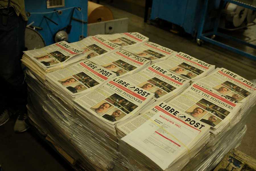 Photo of stack of newspapers from the Spiked film
